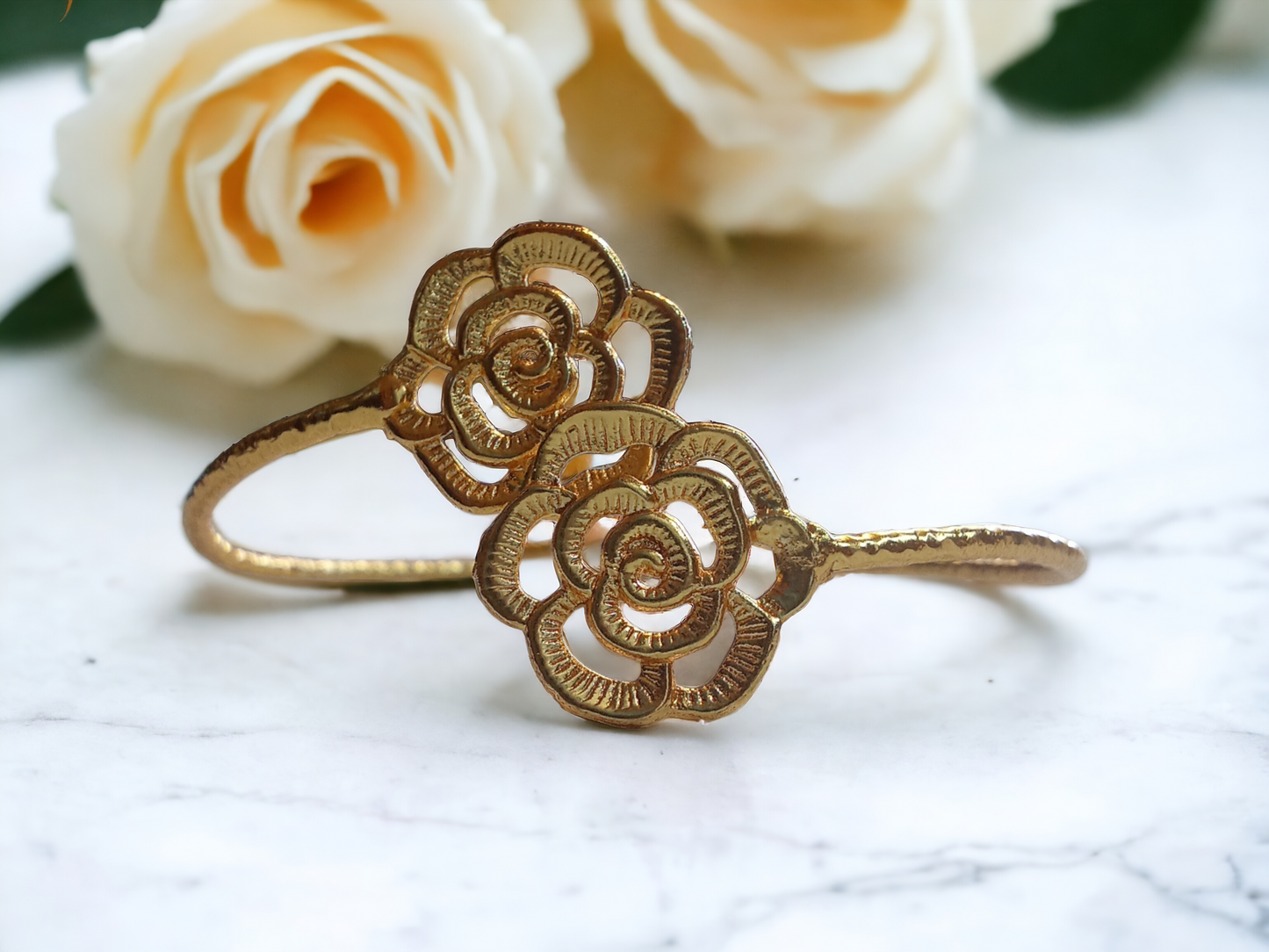 Gold Rose Charm Bracelet