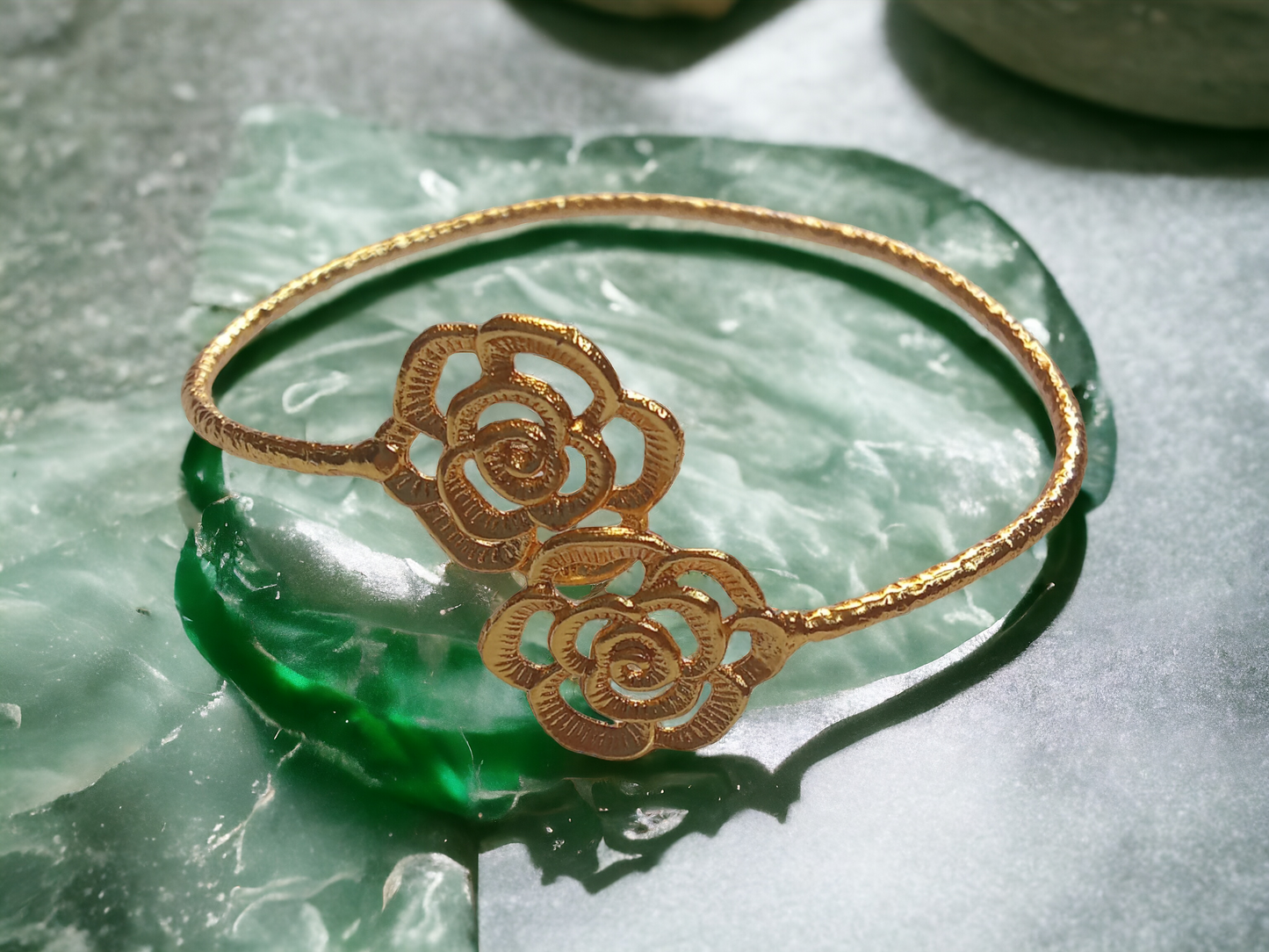 Gold Rose Charm Bracelet