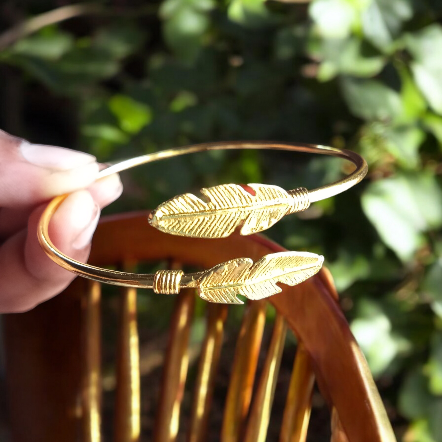 Minimalist Gold Feather Bracelet