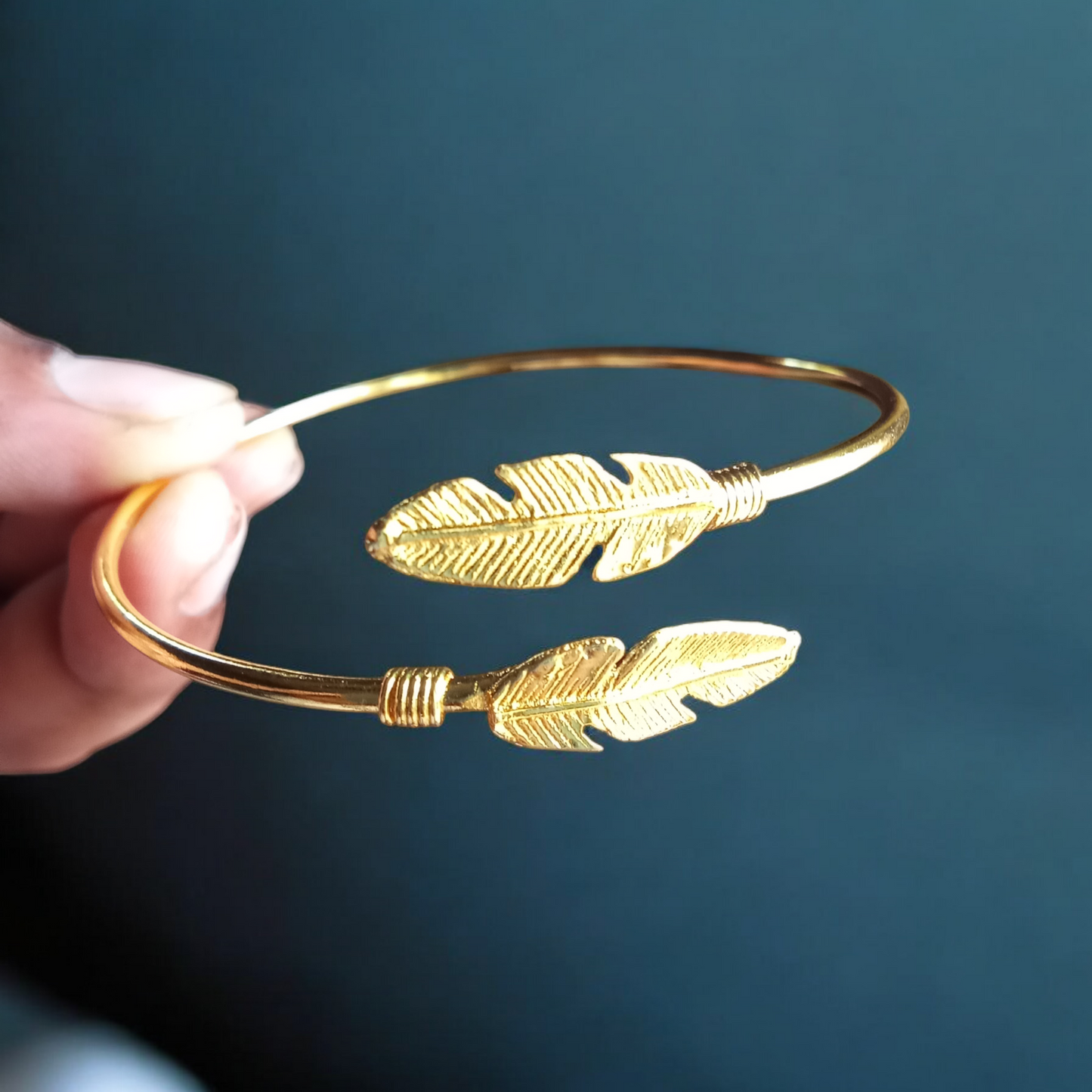 Minimalist Gold Feather Bracelet