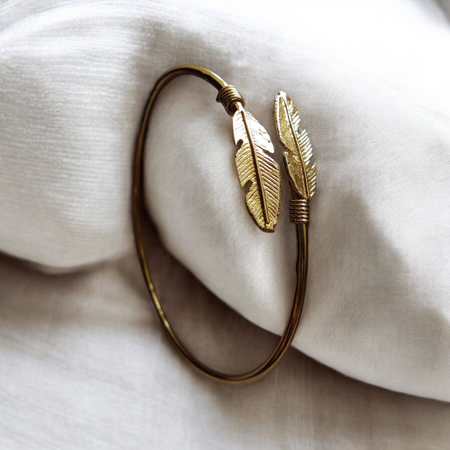 Minimalist Gold Feather Bracelet