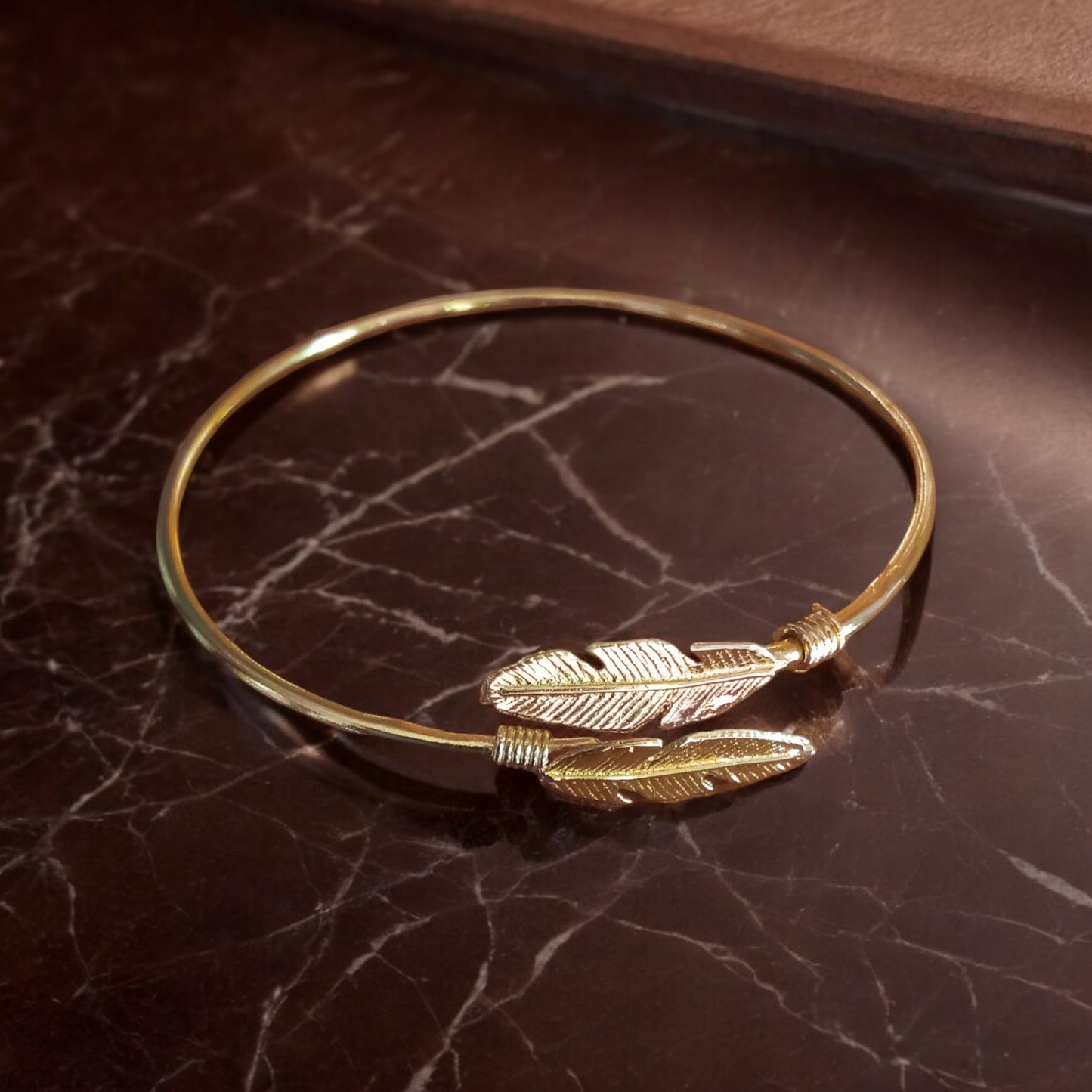 Minimalist Gold Feather Bracelet